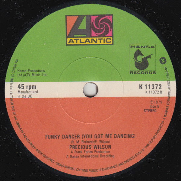 Precious Wilson : Hold On I'm Coming / Funky Dancer (You Got Me Dancing) (7", Single)
