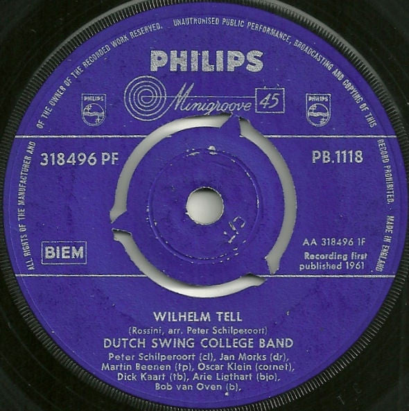 The Dutch Swing College Band : Wilhelm Tell / Santa Lucia (7", Single)