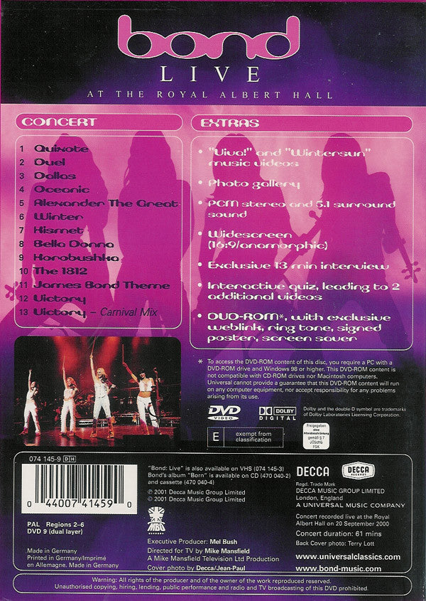 Bond (3) : Live At The Royal Albert Hall (DVD-V, PAL)