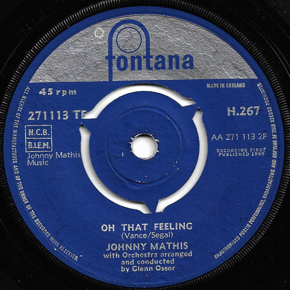 Johnny Mathis : My Love For You / Oh That Feeling  (7")