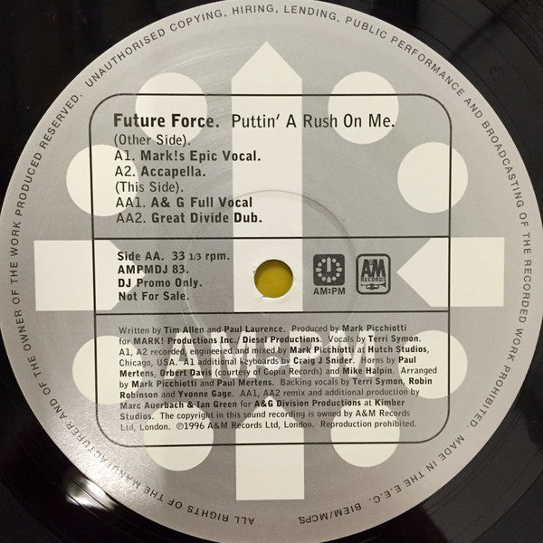 Future Force : Puttin' A Rush On Me (12", Promo)
