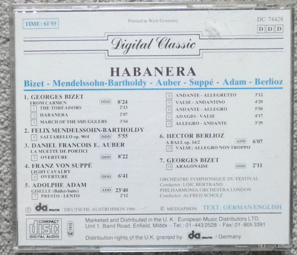 Loic Bertrand : Habanera Bizet - Mendelssohn - Bartoldy - Auber-suppe - Adam - Berlioz (CD)