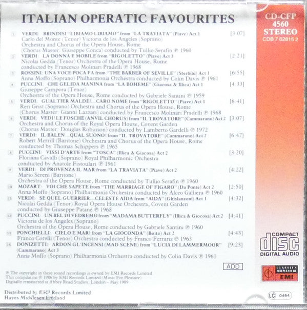 Various : Italian Operatic Favourites (CD, Comp, RM)