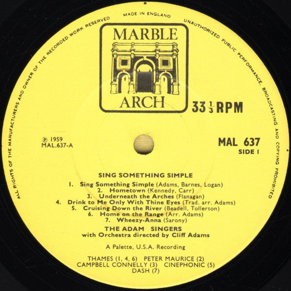 The Cliff Adams Singers : Sing Something Simple (LP, RE)
