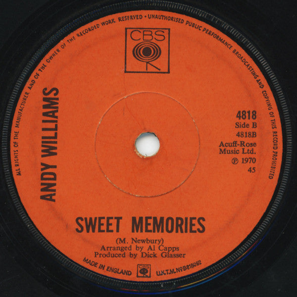 Andy Williams : Can't Help Falling In Love (7", Single, Sol)
