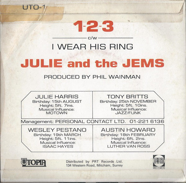 Julie And The Jems : 1-2-3 (7")