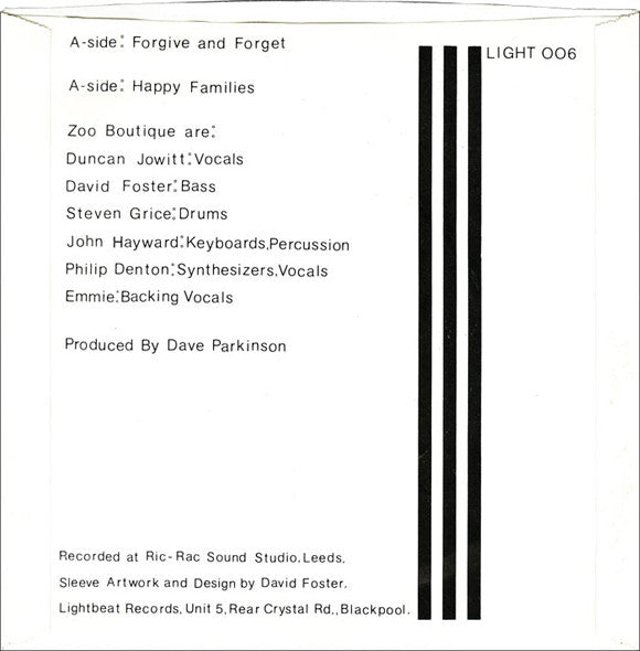 Zoo Boutique : Forgive And Forget / Happy Families (7", Single, Cle)