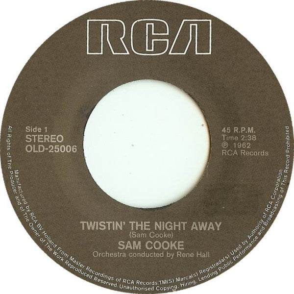 Sam Cooke : Twistin' The Night Away / Cupid (7", Single, RE)