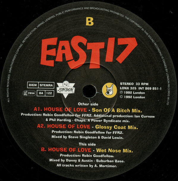 East 17 : House Of Love (12", Single)