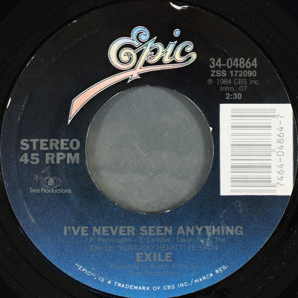 Exile (7) : She's A Miracle / I've Never Seen Anything (7", Single, Styrene, Pit)