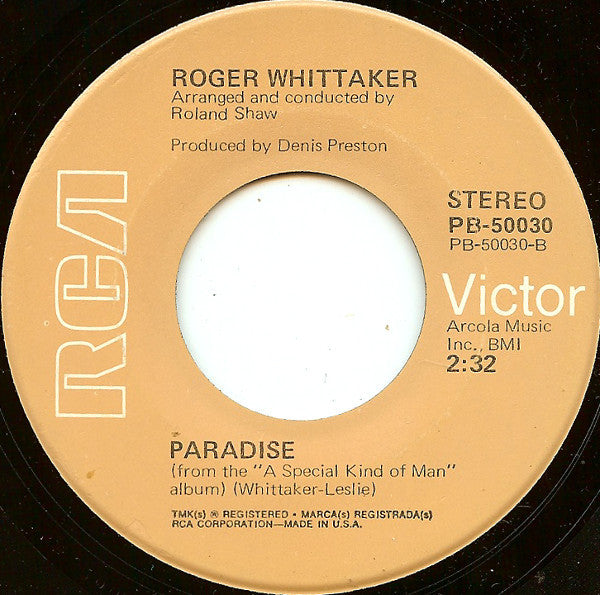 Roger Whittaker : The Last Farewell / Paradise (7", Ind)