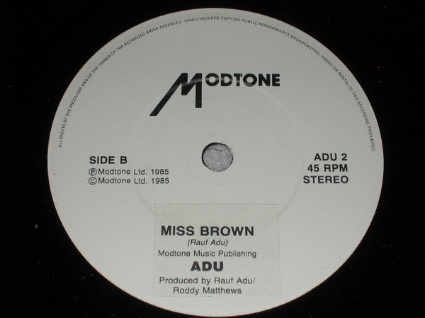 Adu : Working For The Government (7")