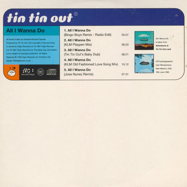 Tin Tin Out : All I Wanna Do (CD, Single)