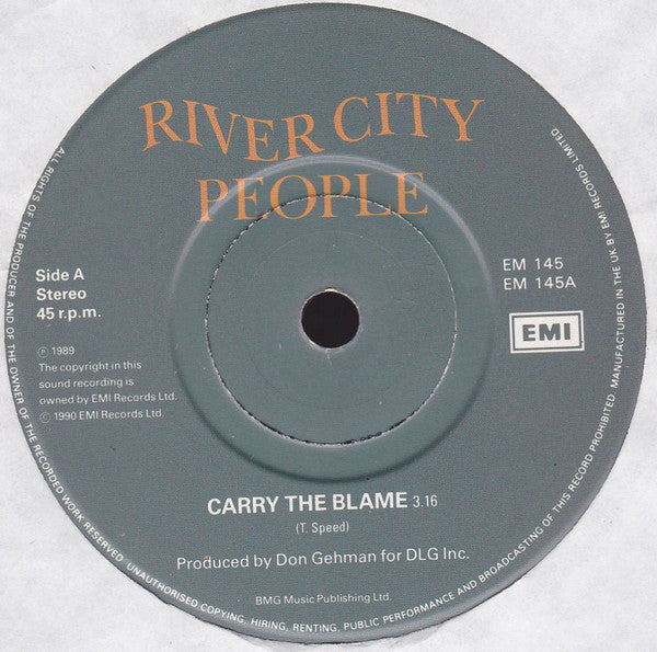 River City People : Carry The Blame / California Dreamin' (7", Single, Pap)