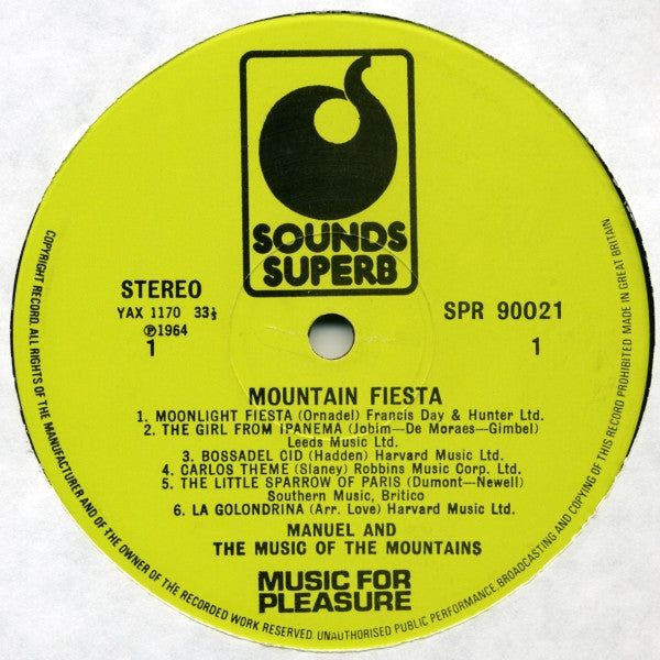 Manuel And His Music Of The Mountains : Mountain Fiesta (LP, Album, RE)