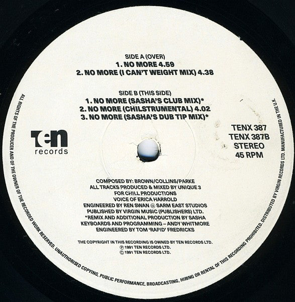 Unique 3 : No More (12", Promo)