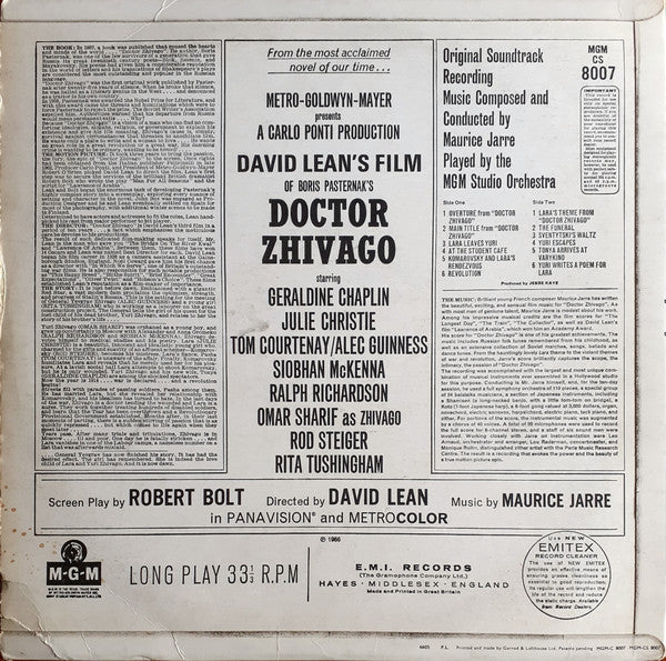 Maurice Jarre : Doctor Zhivago Original Soundtrack Album (LP)