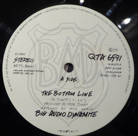 Big Audio Dynamite : The Bottom Line (U.S. Remix) (12", Maxi)