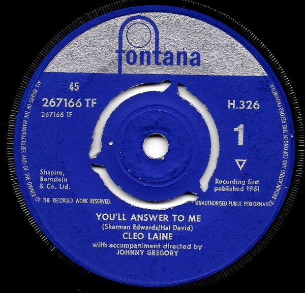 Cleo Laine : You'll Answer To Me  (7")