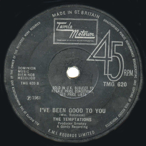 The Temptations : You're My Everything / I've Been Good To You (7", Sol)