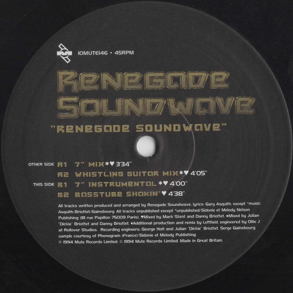 Renegade Soundwave : Renegade Soundwave (10", Single, Ltd)