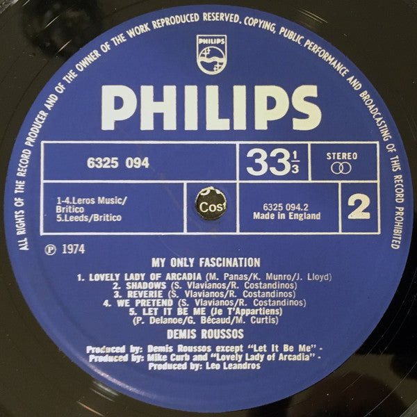 Demis Roussos : My Only Fascination (LP, Album)