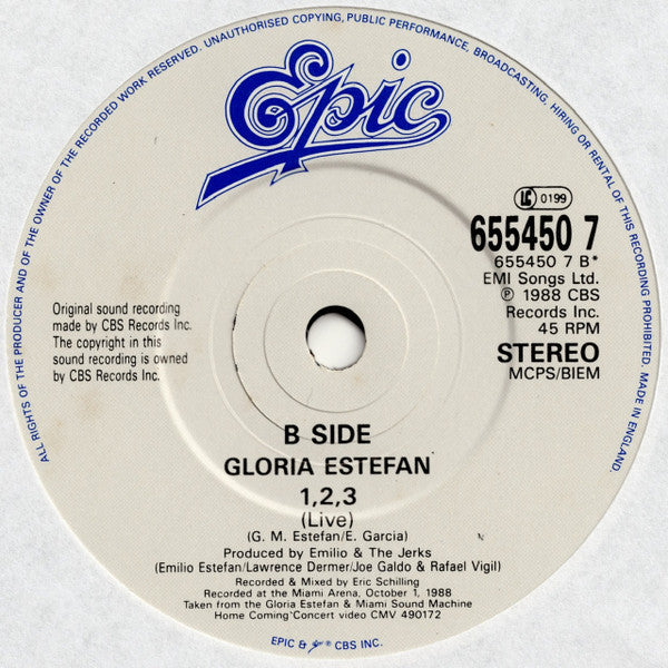 Gloria Estefan : Get On Your Feet (7", Single, Ltd, Tou)