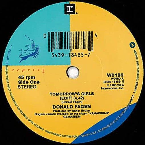 Donald Fagen : Tomorrow's Girls (7", Single)