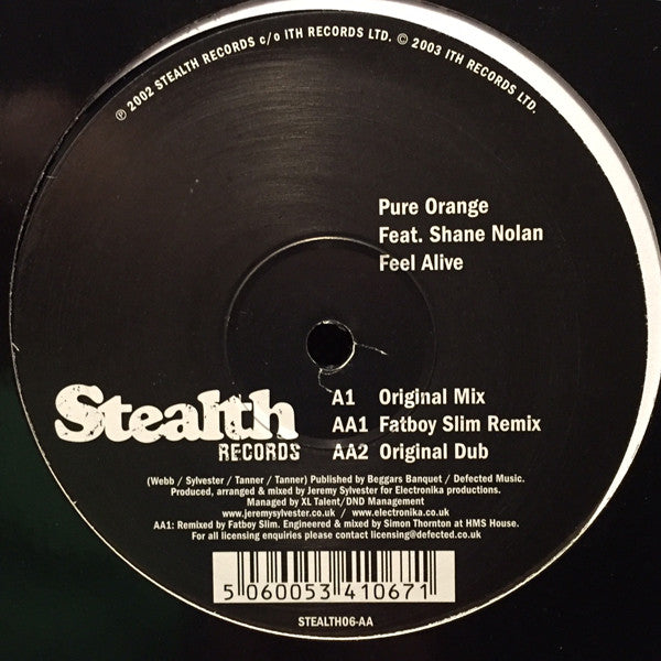 Pure Orange Feat. Shane Nolan : Feel Alive (12")