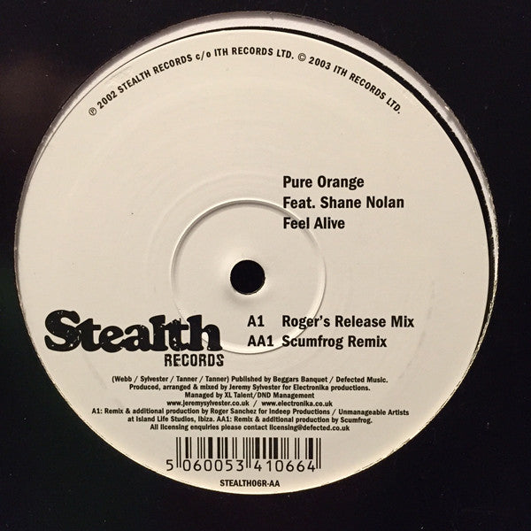 Pure Orange Feat. Shane Nolan : Feel Alive (12")