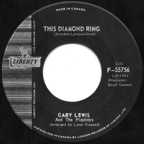 Gary Lewis & The Playboys : This Diamond Ring (7", Single)