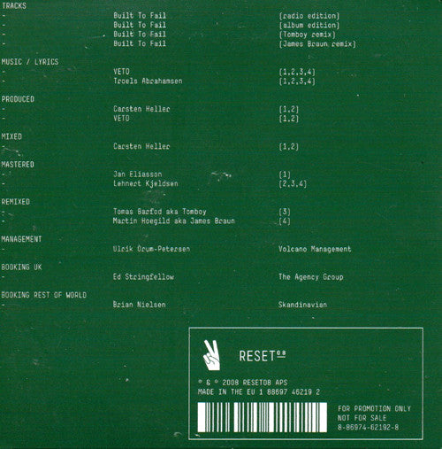 VETO (2) : Built To Fail (CD, Single, Promo)