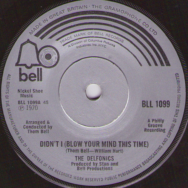 The Delfonics : Didn't I (Blow Your Mind This Time) (7", Single, Sol)