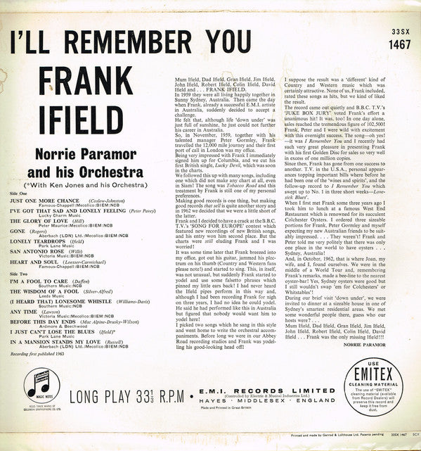 Frank Ifield : I'll Remember You (LP, Album, Mono)