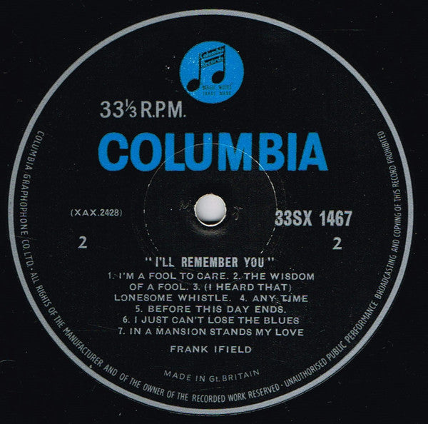 Frank Ifield : I'll Remember You (LP, Album, Mono)