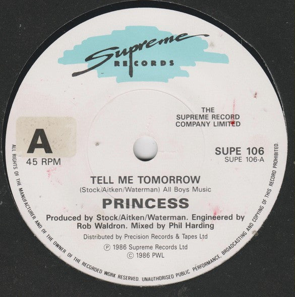Princess : Tell Me Tomorrow (7", Single)