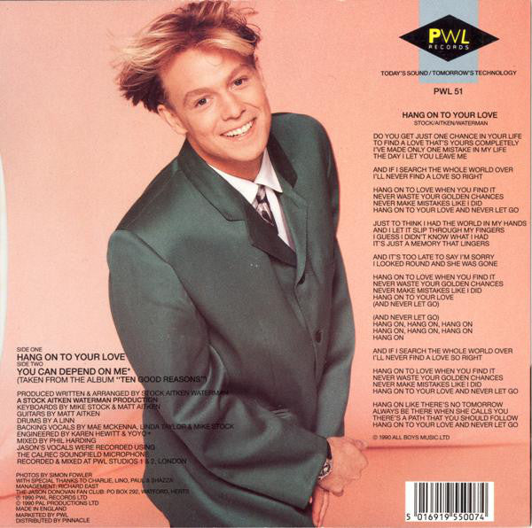 Jason Donovan : Hang On To Your Love (7", Single)