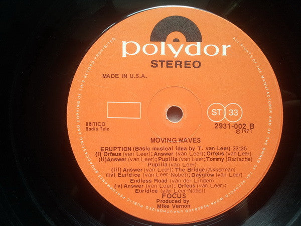 Focus (2) : Moving Waves (LP, Album, RE)