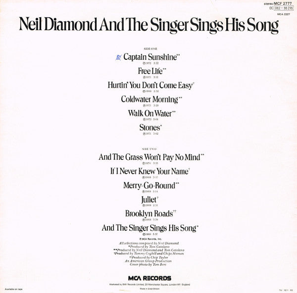 Neil Diamond : And The Singer Sings His Song (LP, Comp)