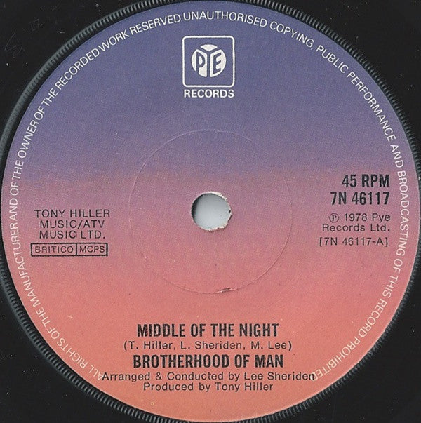 Brotherhood Of Man : Middle Of The Night (7", Single)