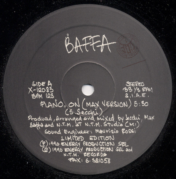 Baffa* : Piano On / Monkey Wah (12", Ltd)