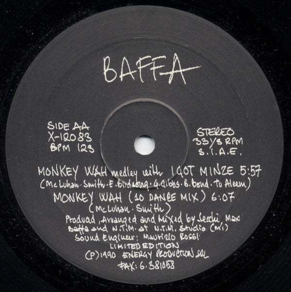 Baffa* : Piano On / Monkey Wah (12", Ltd)
