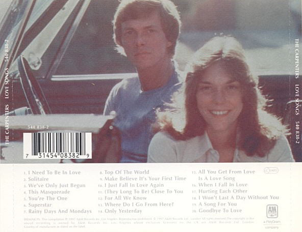 Carpenters : Love Songs (CD, Comp, RP)