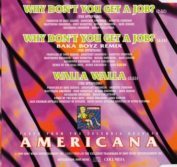 The Offspring : Why Don't You Get A Job? (CD, Single)