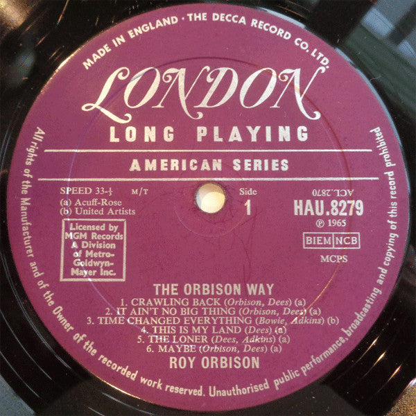 Roy Orbison : The Orbison Way (LP, Album, Mono)