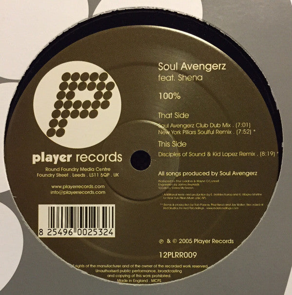 Soul Avengerz Featuring Shena : 100% (12")