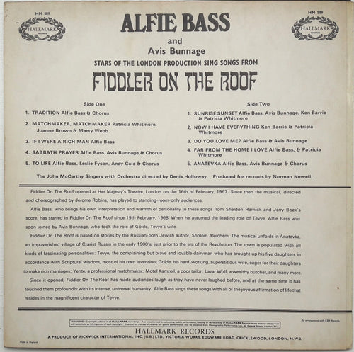 Alfie Bass And Avis Bunnage : Fiddler On The Roof (LP, Album)