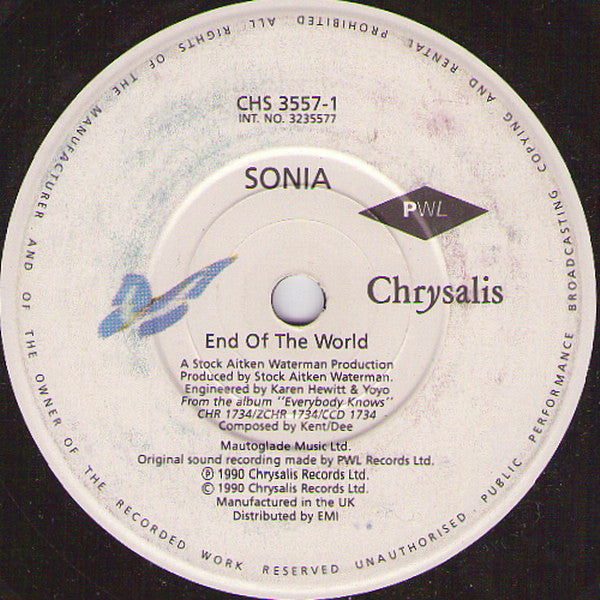 Sonia : End Of The World (7")