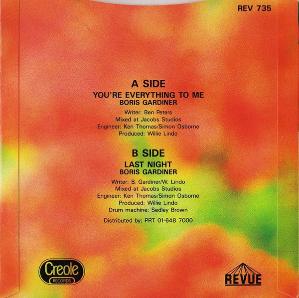 Boris Gardiner : You're Everything To Me (7", Single, Dam)