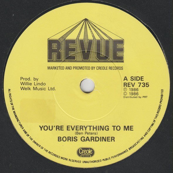 Boris Gardiner : You're Everything To Me (7", Single, Dam)